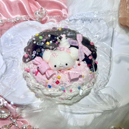 【Thalomis】動物ドーナツ｜クリーム状 ふんわりとした感触｜Squishy toy ｜Pink Black