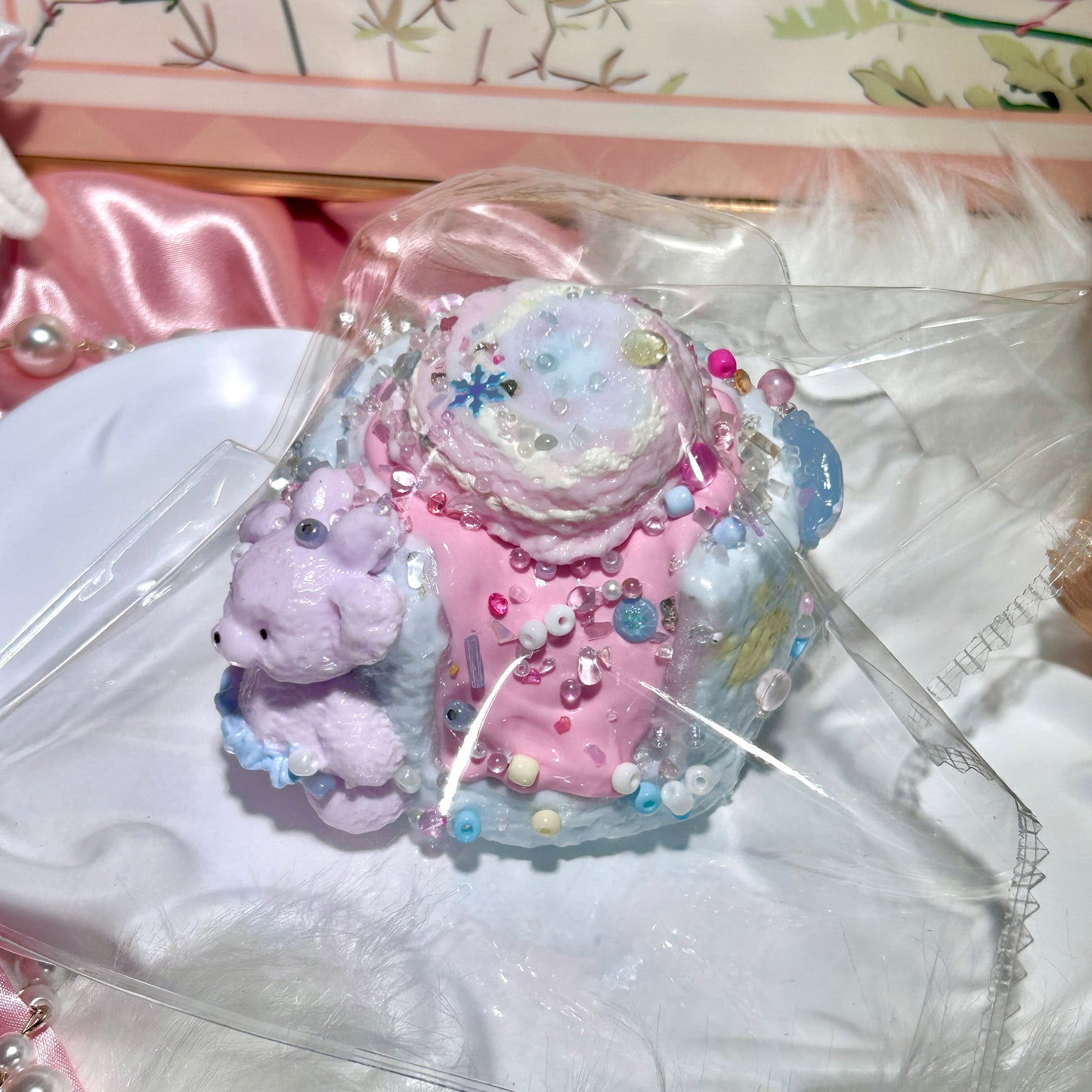 【Thalomis】くまの流心ケーキ｜クリーム状 ふんわりとした感触｜Squishy toy ｜Blue