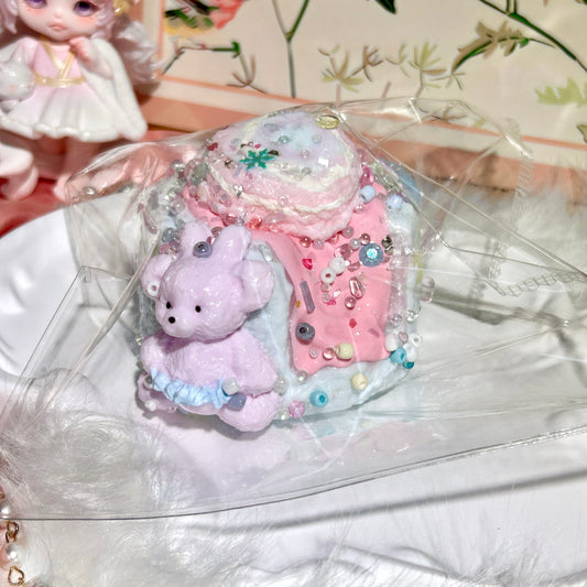 【Thalomis】くまの流心ケーキ｜クリーム状 ふんわりとした感触｜Squishy toy ｜Blue