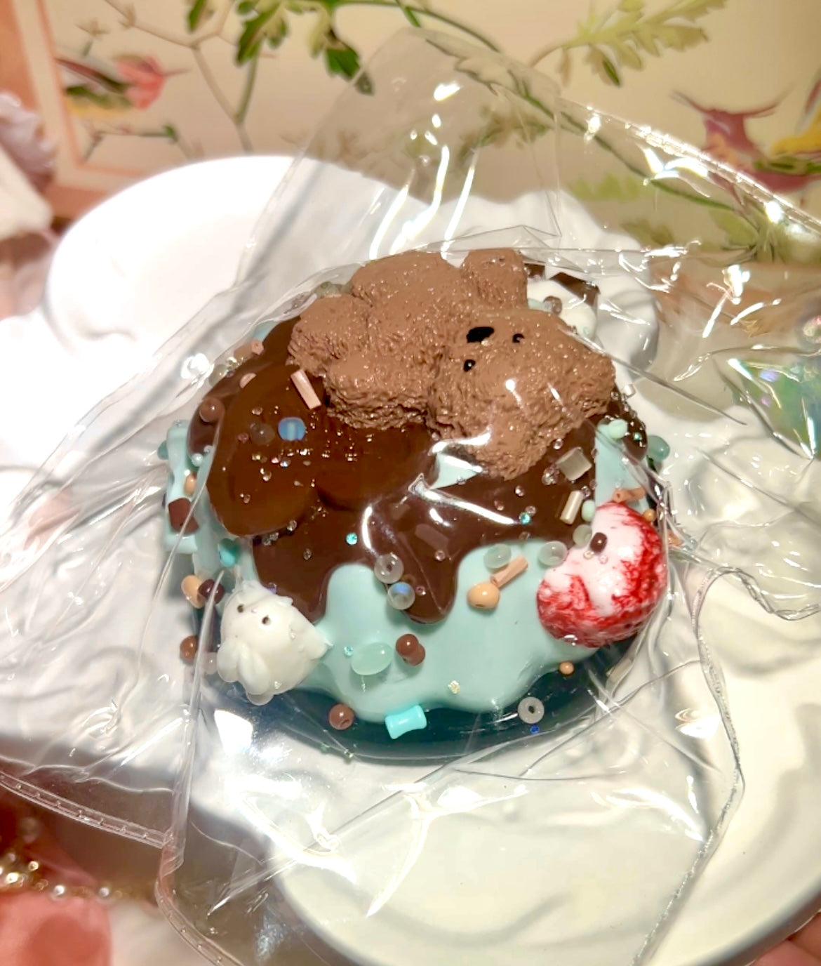 【DORO】クマのいちごプリン｜バタークリーム泥触感｜Squishy toy ｜Blue