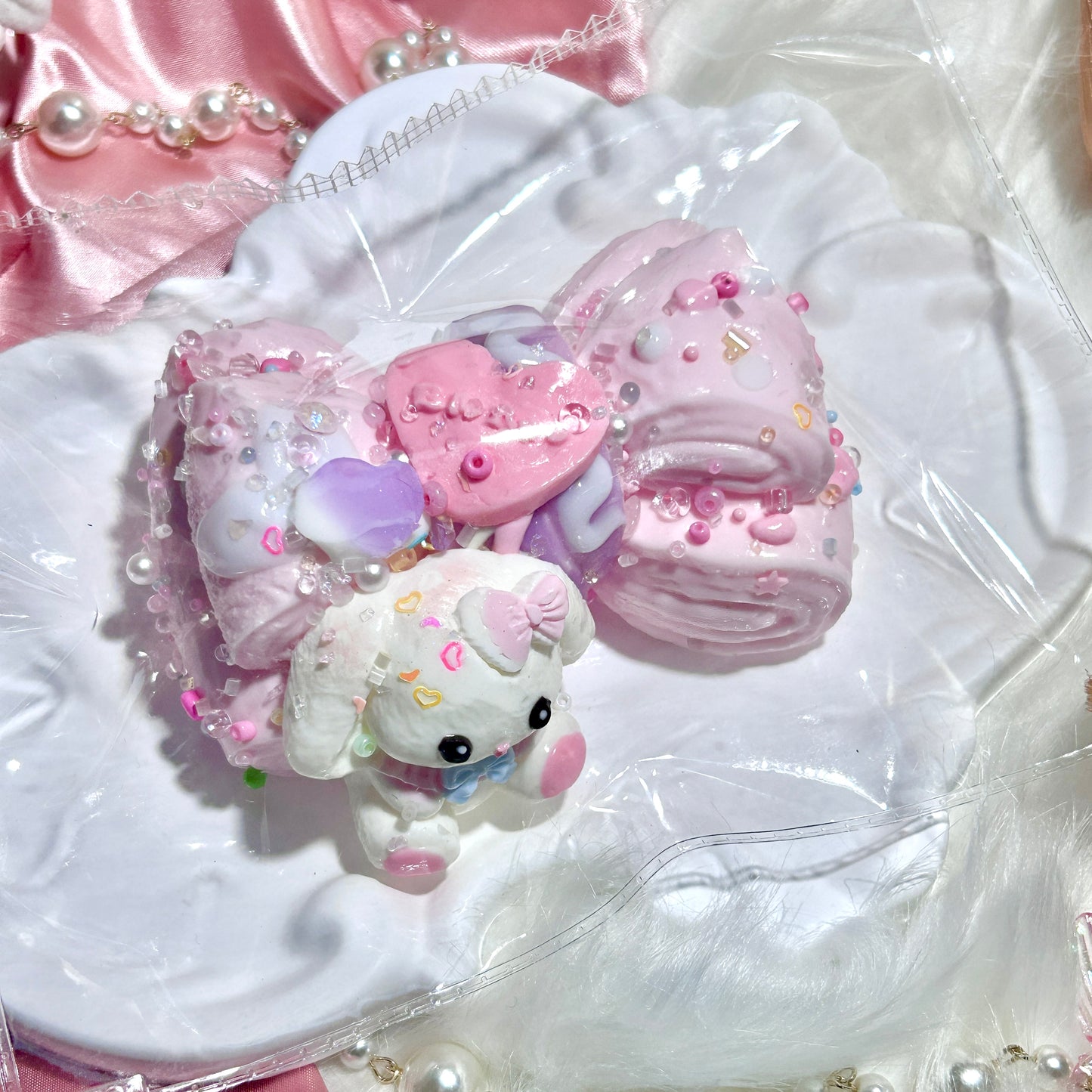 【Thalomis】うさぎのリボン｜クリーム状 ふんわりとした感触｜Squishy toy ｜Pink