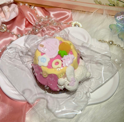 【DORO】【Doro】ぺたんこウサギソースプリン スクイーズ｜バタークリーム質感｜Squishy Toy｜Yellow×Pink
