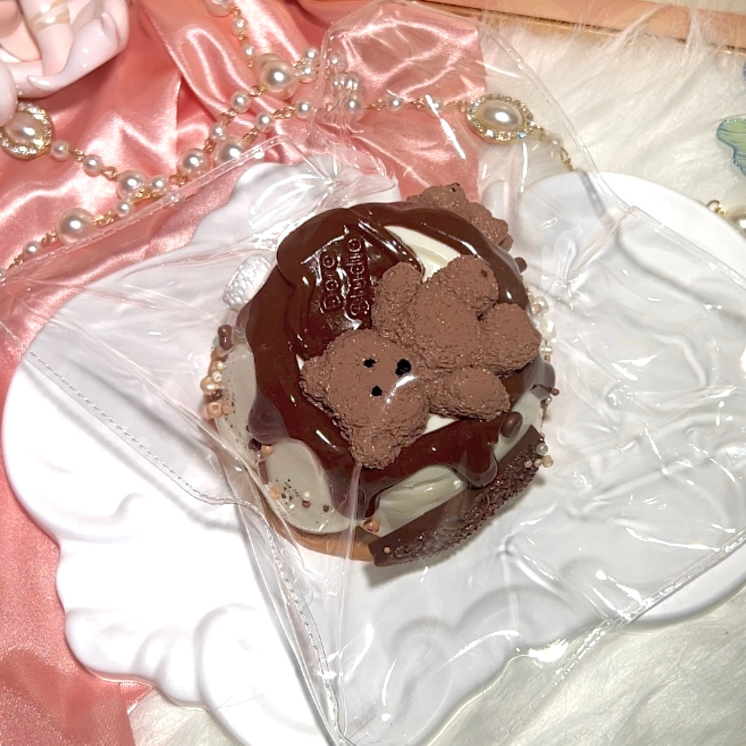 【DORO】チョコくまソースプリン スクイーズ｜バタークリーム感｜Squishy Toy｜chocolate brown